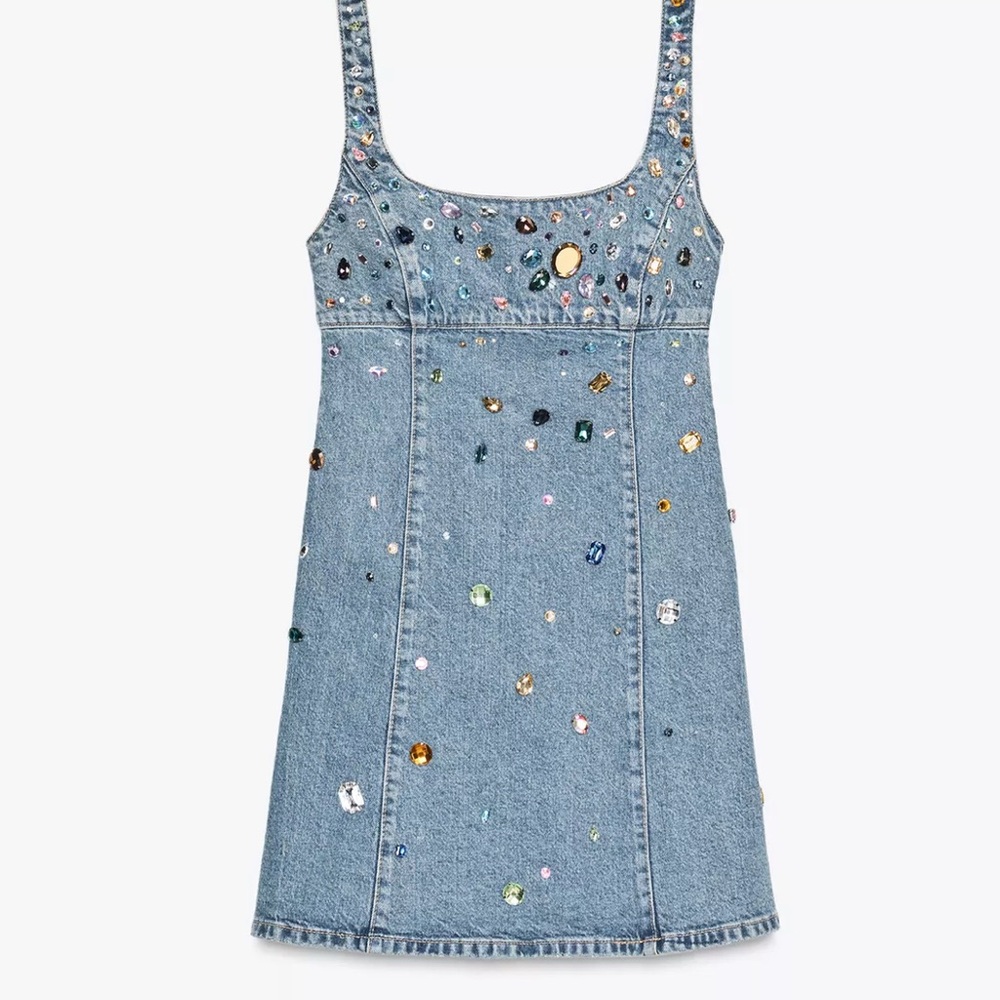 Embellished Denim Mini Dress